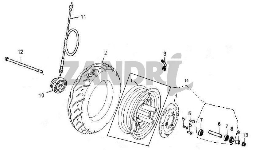 Front wheel BTC Grande Retro GT1 black cream