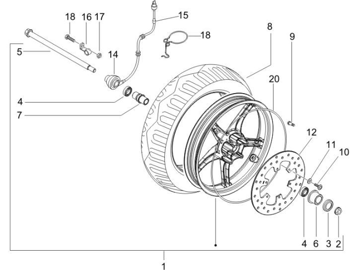 Front Wheel Gilera Runner 200cc VXR 4-stroke 2006