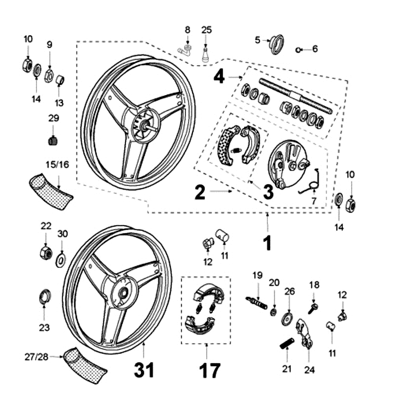 Front wheel Grimeca Peugeot Fox red