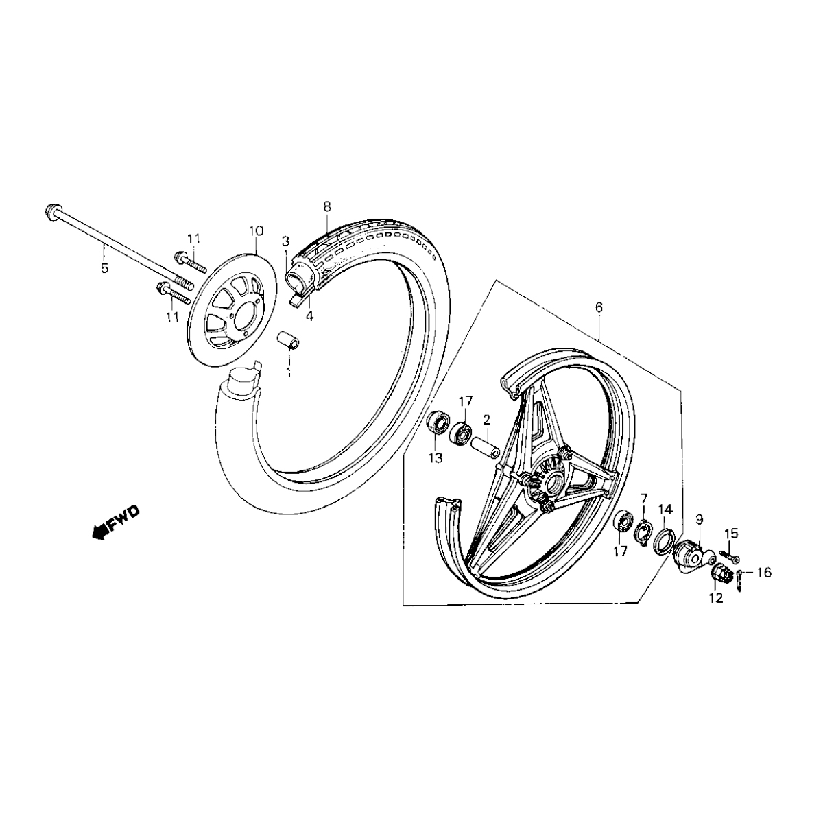 Honda MB50/MB80 front wheel