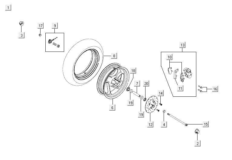 Front wheel Kymco Agility 10' 4-stroke blue