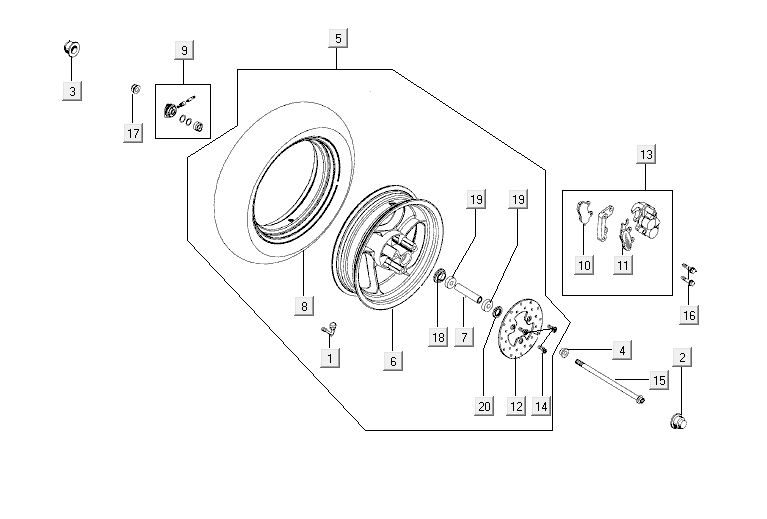 Front wheel Kymco Agility 12' 4-stroke silver