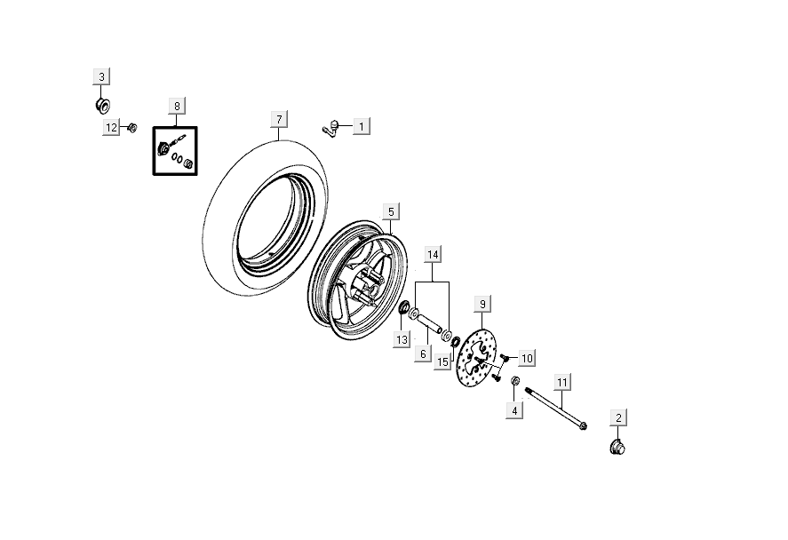 Front wheel Kymco Agility Delivery 4-stroke euro4 black