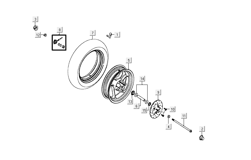 Front wheel kymco agility FR 12' 4-stroke euro4 blue