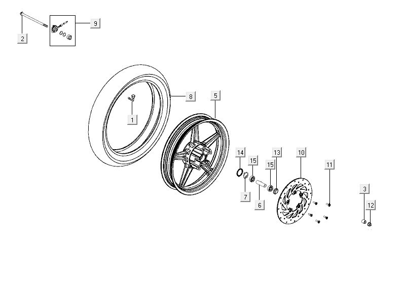 Front wheel Kymco City 16' 4-stroke black