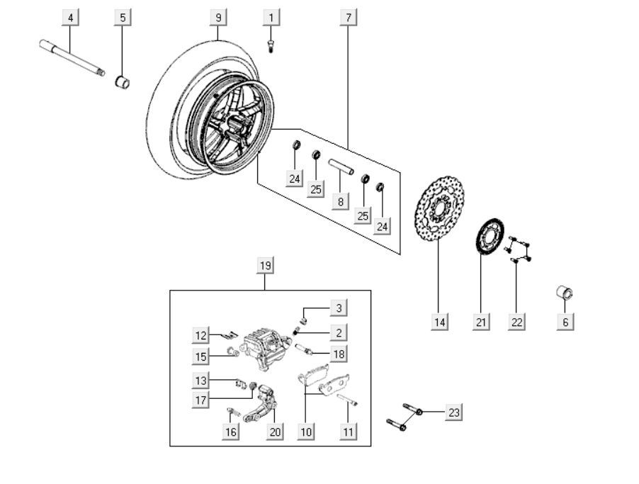 Front wheel Kymco Downtown 300i dark grey