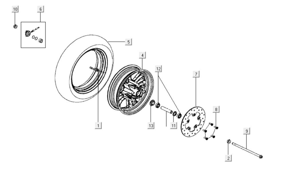 Front wheel Kymco Like 125cc