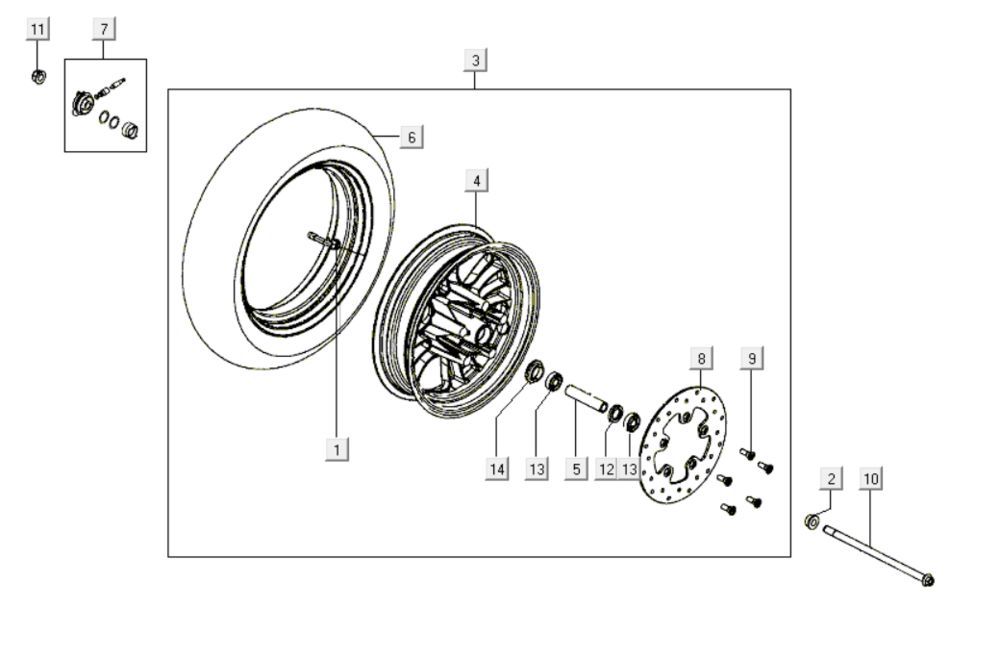 Front wheel Kymco Like 200i White