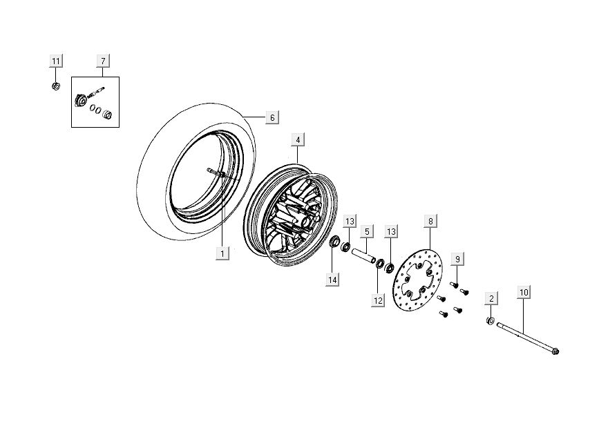 Front wheel Kymco Like 4-stroke tecno silver like T T 2015