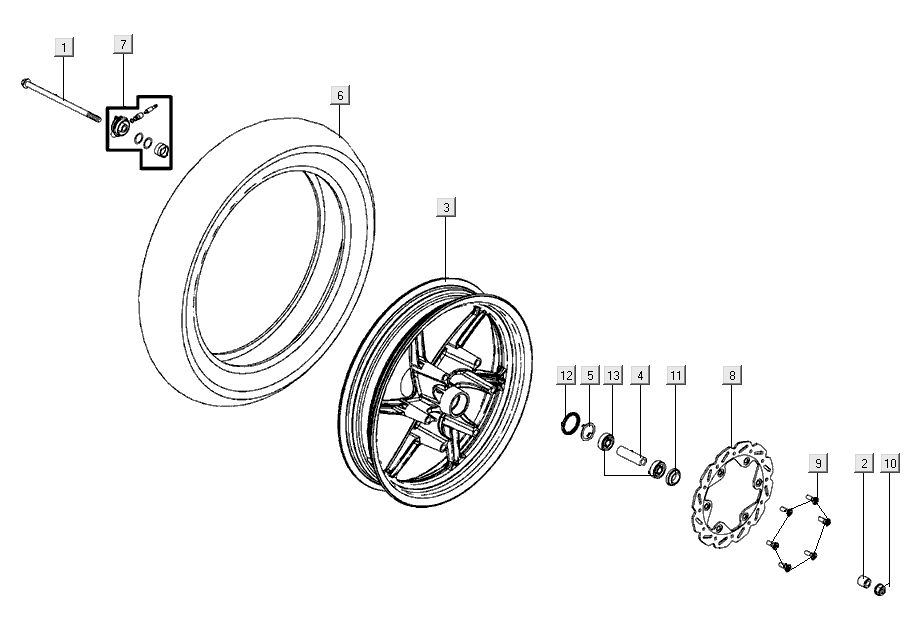 Front wheel Kymco Super 8 Street 4-stroke red