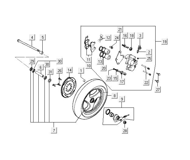 Front wheel Kymco Vitality 2t ac red