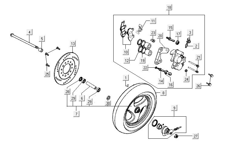 Front wheel Kymco Vitality 4t ac anthracite