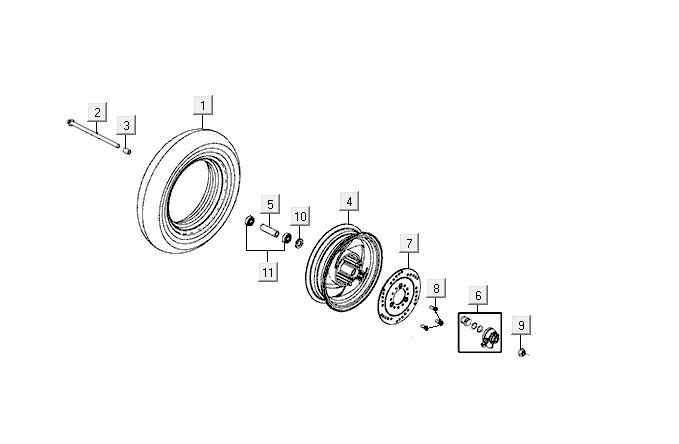 Front wheel Kymco VP50 4t ac techo silver