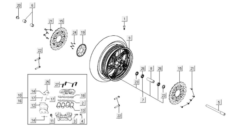 Front Wheel Kymco Xciting 400i Matt Black