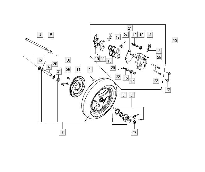 Front wheel Kymco Yup 2t ac black gloss