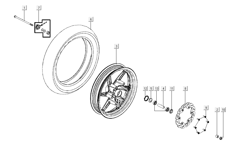Front wheel Kymco Super8 Street 50i E4 Matt Grey