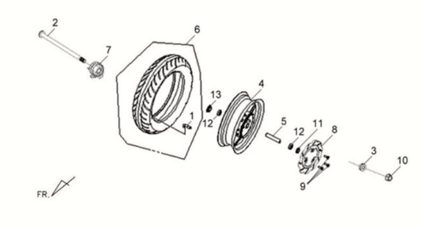 Sym Fiddle II 125S front wheel