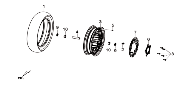 Front wheel Sym Joymax 300I ABS E3 2014-2016