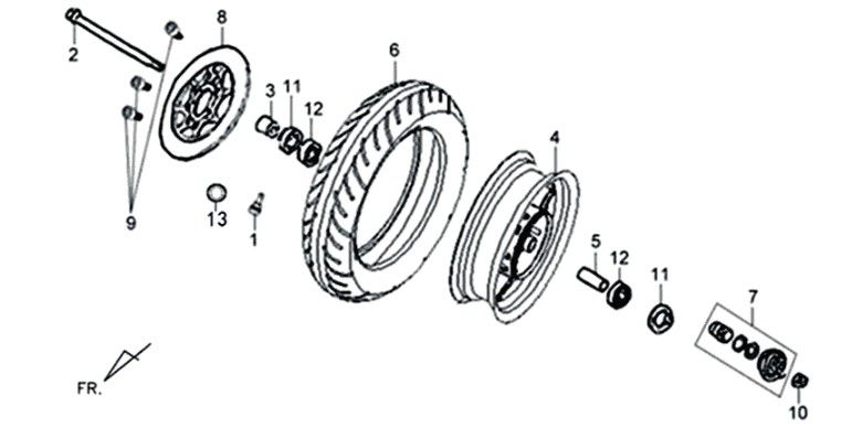 Sym XPRO 50 E4 front wheel