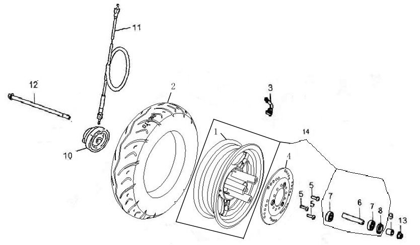 Front wheel Turbo RG50 white