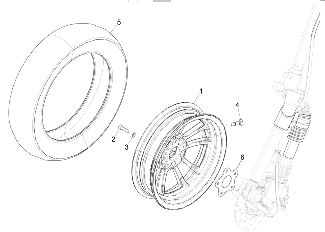 Vespa Eletrica 45KM/H E5 2021 (EMEA) front wheel