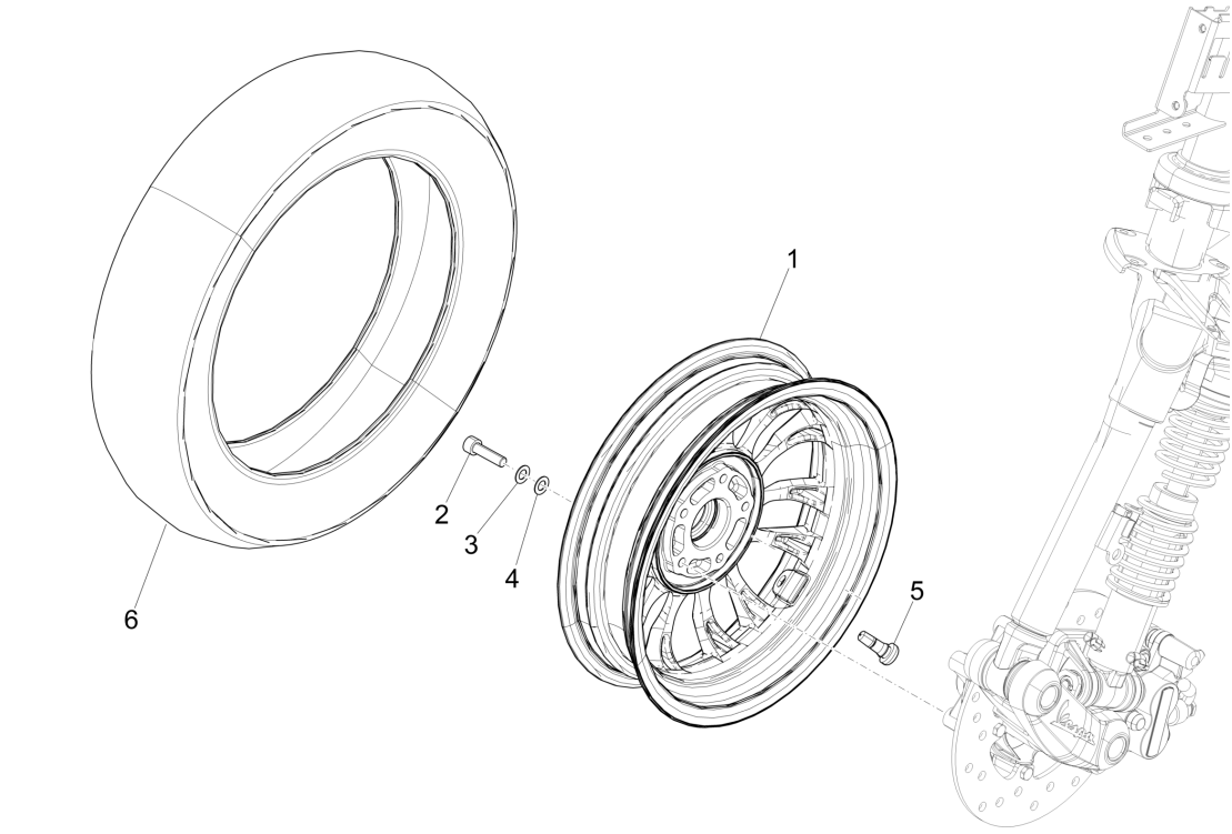 Vespa Sprint 4-stroke 3-valve front wheel (euro5 injection IGET)