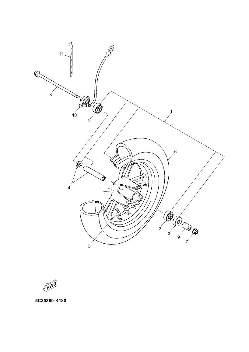 Front wheel Yamaha Neo's 4-stroke (after 2008)