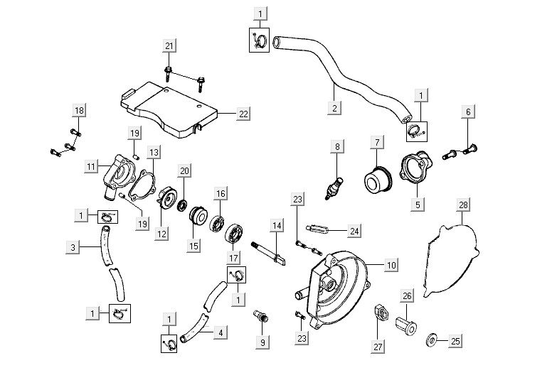Water pump Kymco Super9 2t lc o.m matt black-silver