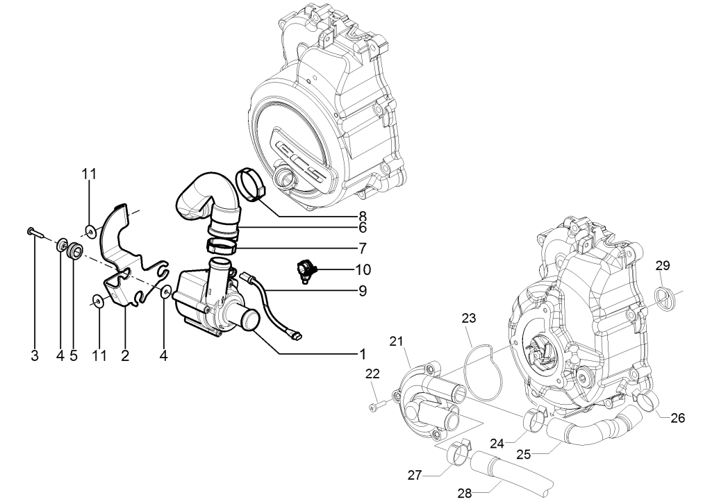 Piaggio Beverly 125 RST 4T 4V IE E3 2010-2015 water pump (EMEA)