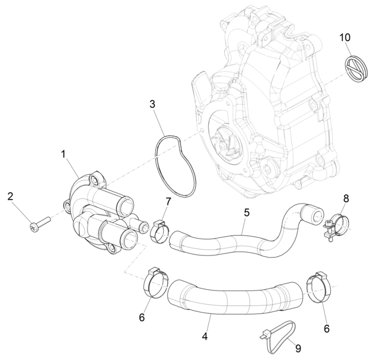 Piaggio Beverly 300 4T 4V HPE ABS E5 2021-2022 (EMEA)-Waterpomp Piaggio Beverly 300 4T 4V HPE ABS E5 2021-2022 (EMEA)