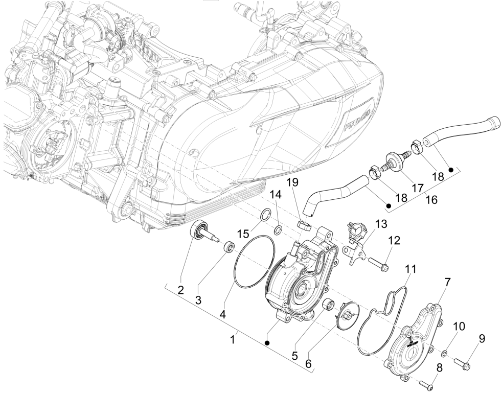 Piaggio Medley 150 4T IE ABS E4 2016-2020 Water Pump (EMEA)