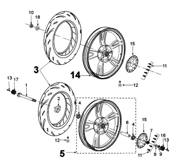 Wheels Peugeot Tweet 125 EFI YO N SBC E4 2018-2020