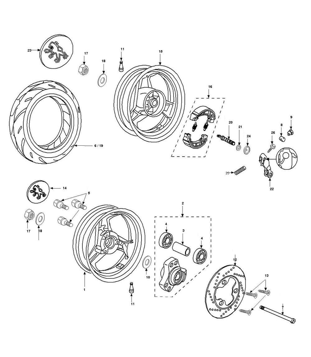 Wheels Peugeot Speedfight 2 AC E2 2-Stroke