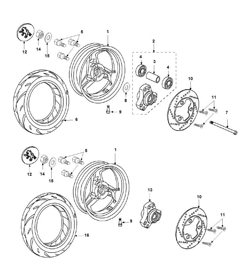 Wheels Peugeot Speedfight 2 LC E2 2-Stroke