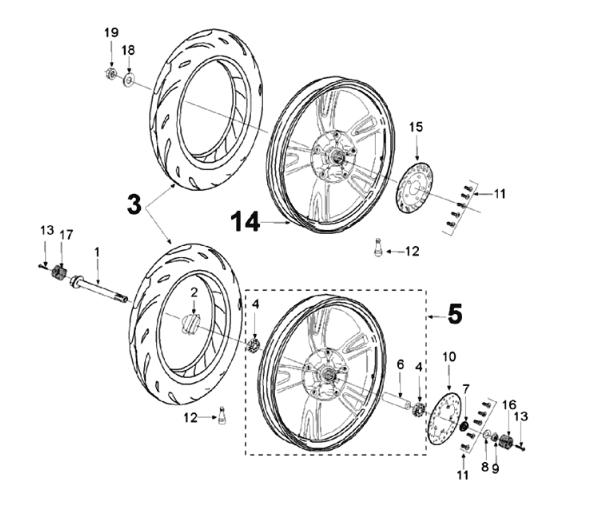 Wielen Peugeot Tweet 125 V E3 2013-2017