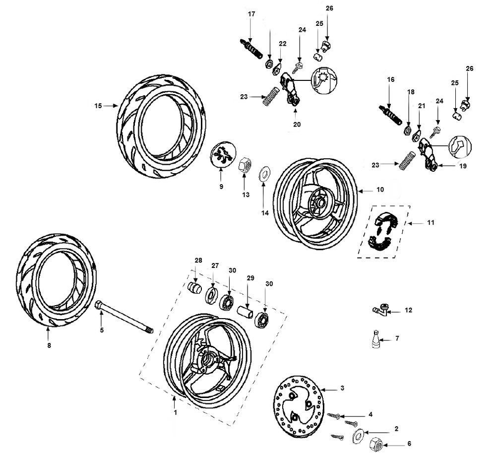 Wheels Peugeot Vivacity 2 E2 2-Stroke