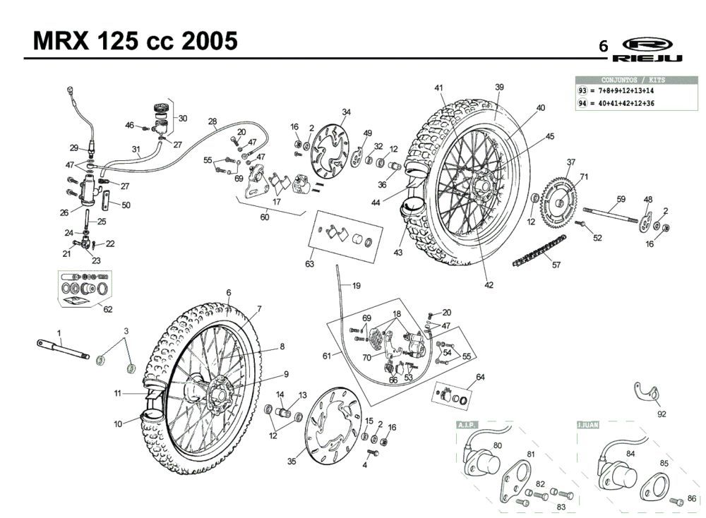 Wheels Rieju MRX 125 blue 2005 4-Stroke