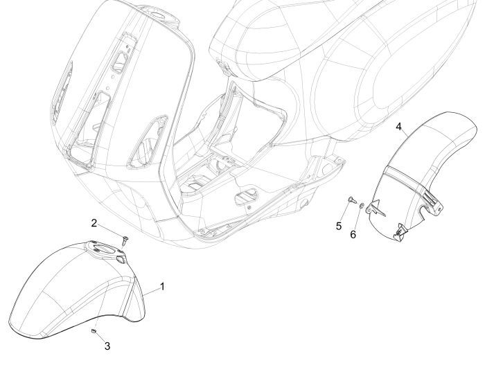 Front fender Vespa Sprint grey titanio 742/b