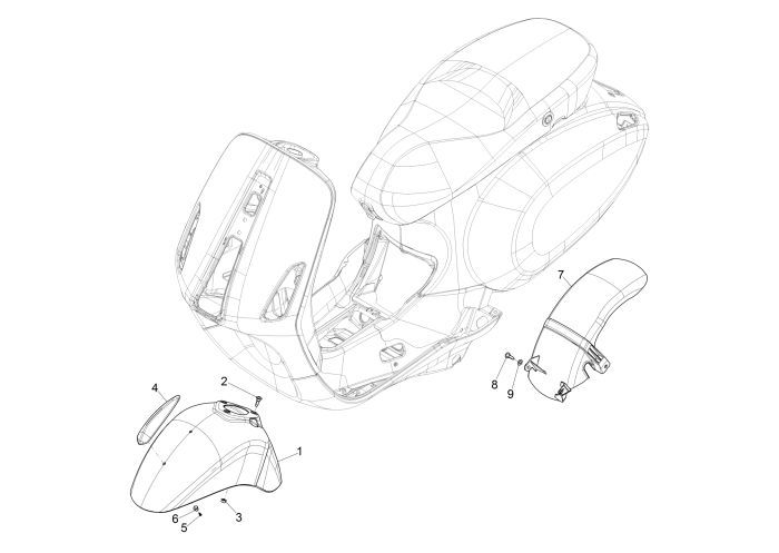Front fender Vespa Primavera 4-stroke 2-valve black 98/A
