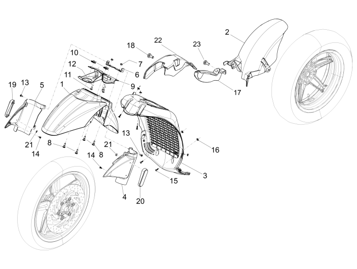 Wheelspace - Mudguard Piaggio Beverly 350 E3 Sport Touring 2013-2014 black 94