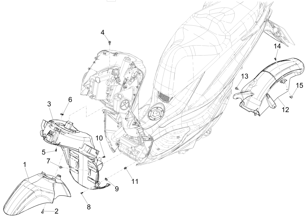Wheel space - Piaggio Medley 150 4T IE ABS E4 2016-2020 fender (EMEA)