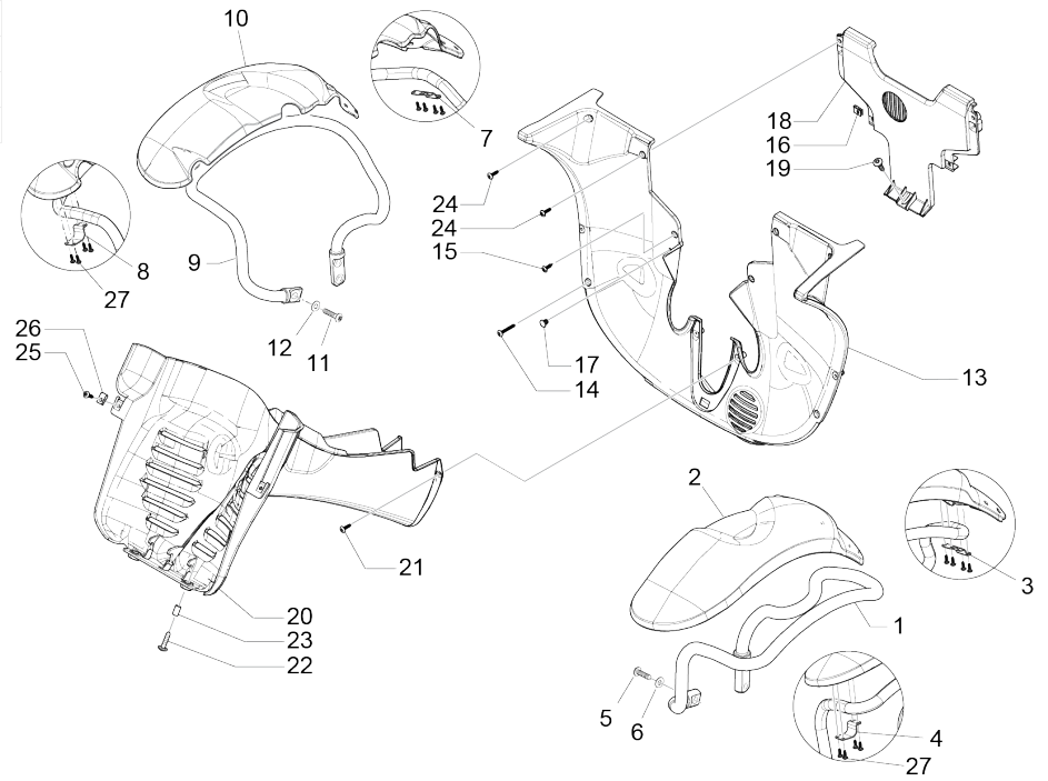 Wheel space - Piaggio MP3 350 Maxi sport E4 ABS 2018-2020 fender (EMEA)