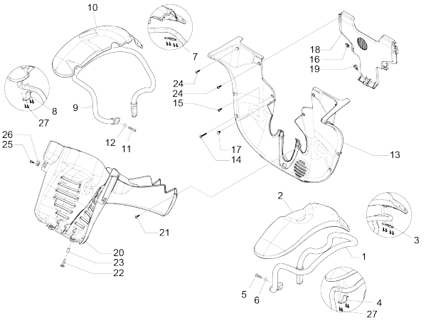 Wheelspace - Mudguard Piaggio MP3 500 LT Sport 2014-2016