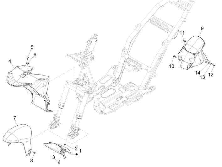 Wheel space - mudguard Piaggio NRG Power DD 2007-2017 glossy black 94