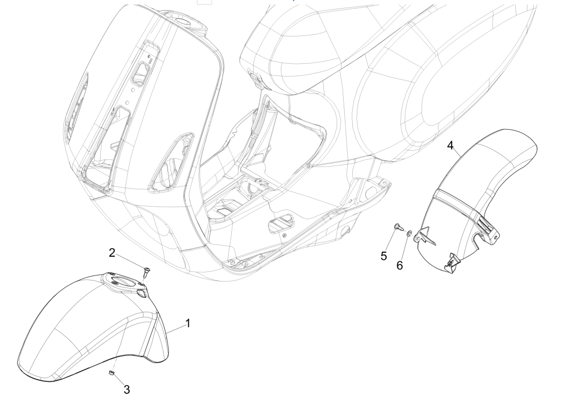 Wheelroom - Mudguard Vespa Sprint 4-stroke 3V (euro4 injection IGET) White fusion 544