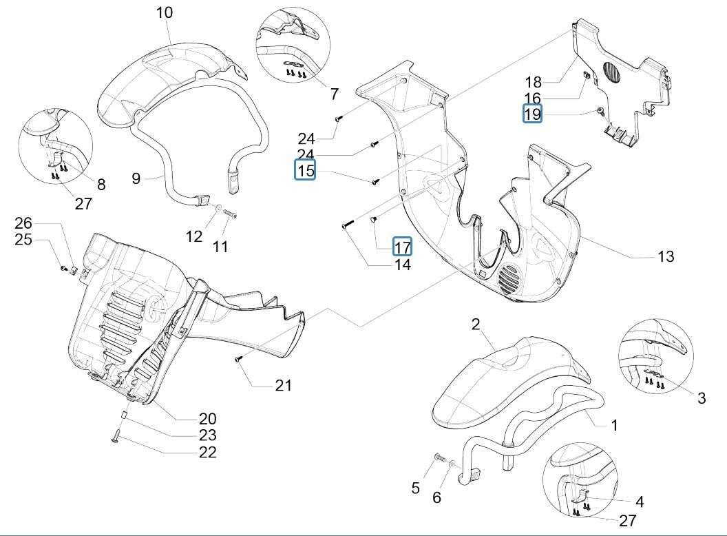 Wheel space - Piaggio MP3 300 ie E4 LT BUSINESS fender - SPORT NOABS-ABS 2016 - 2018 (EMEA)