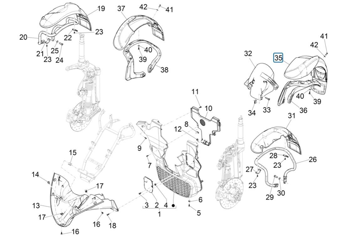 Wheel space - Piaggio MP3 300 HPE fender/300 HPE SPORT E5 ABS 2020-2022 (EMEA)
