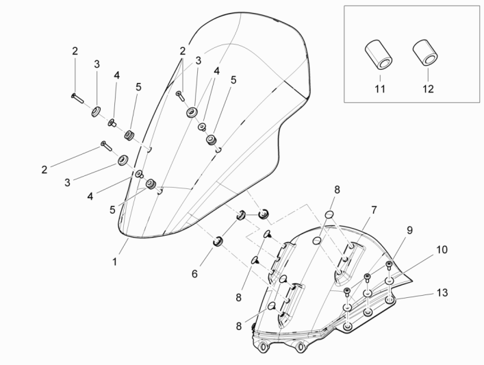 Windshield - Windows Piaggio MP3 300LT Sport 2009-2014 red antares 849/A