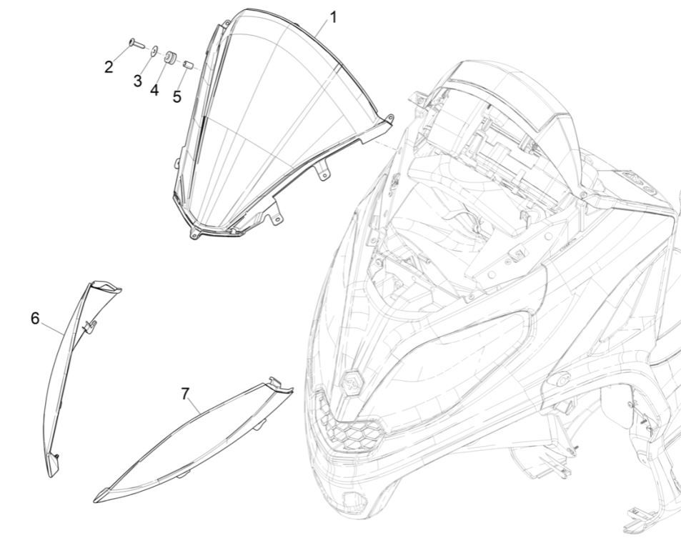 Piaggio MP3 300 HPE/300 HPE SPORT E5 ABS 2020-2022 Windshield (EMEA)