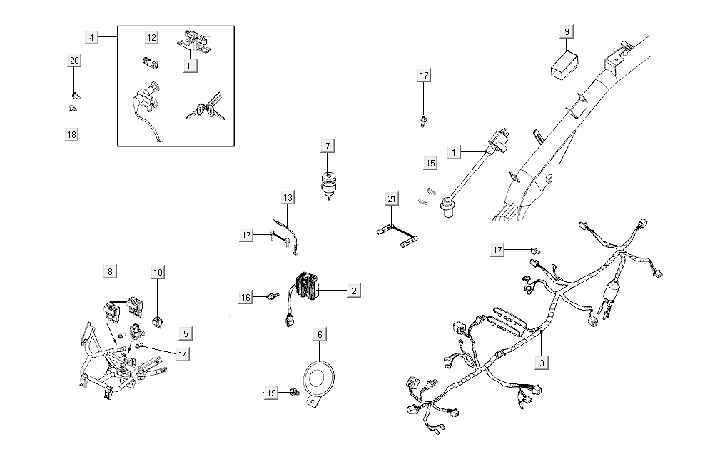 Wiring Harness Kymco Super8 Street 50i E4 Matt Black